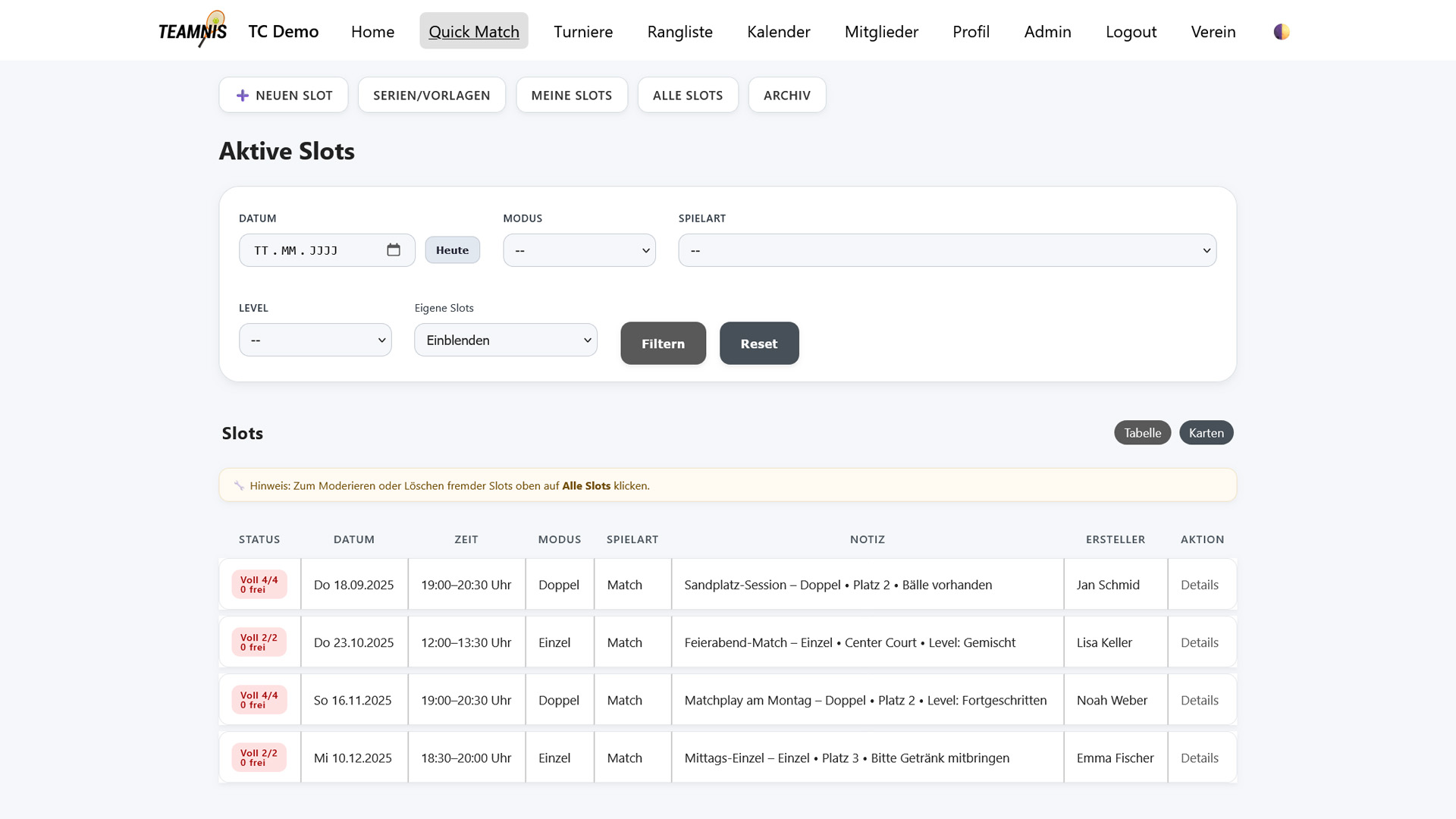 QuickSlots – Light Ansicht